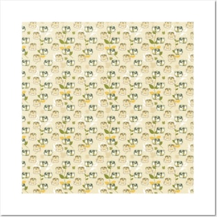 Green Leaf Pug Pattern Posters and Art